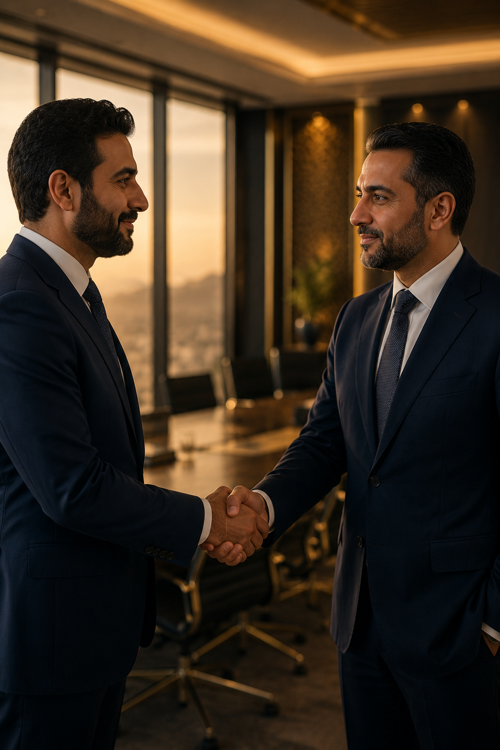 Business partners shaking hands in Oman
